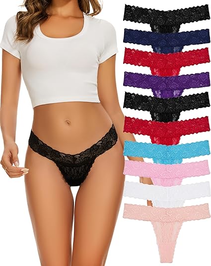 Sexy Lace Thongs for Women - Pack of 4