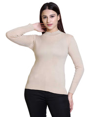 Women's Solid Woolen Full Sleeves Sweater