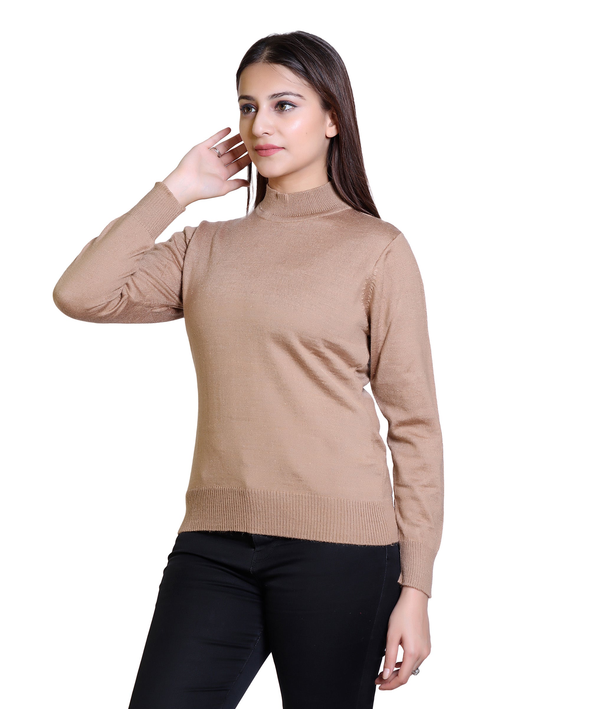 Women's Solid Woolen Full Sleeves Sweater