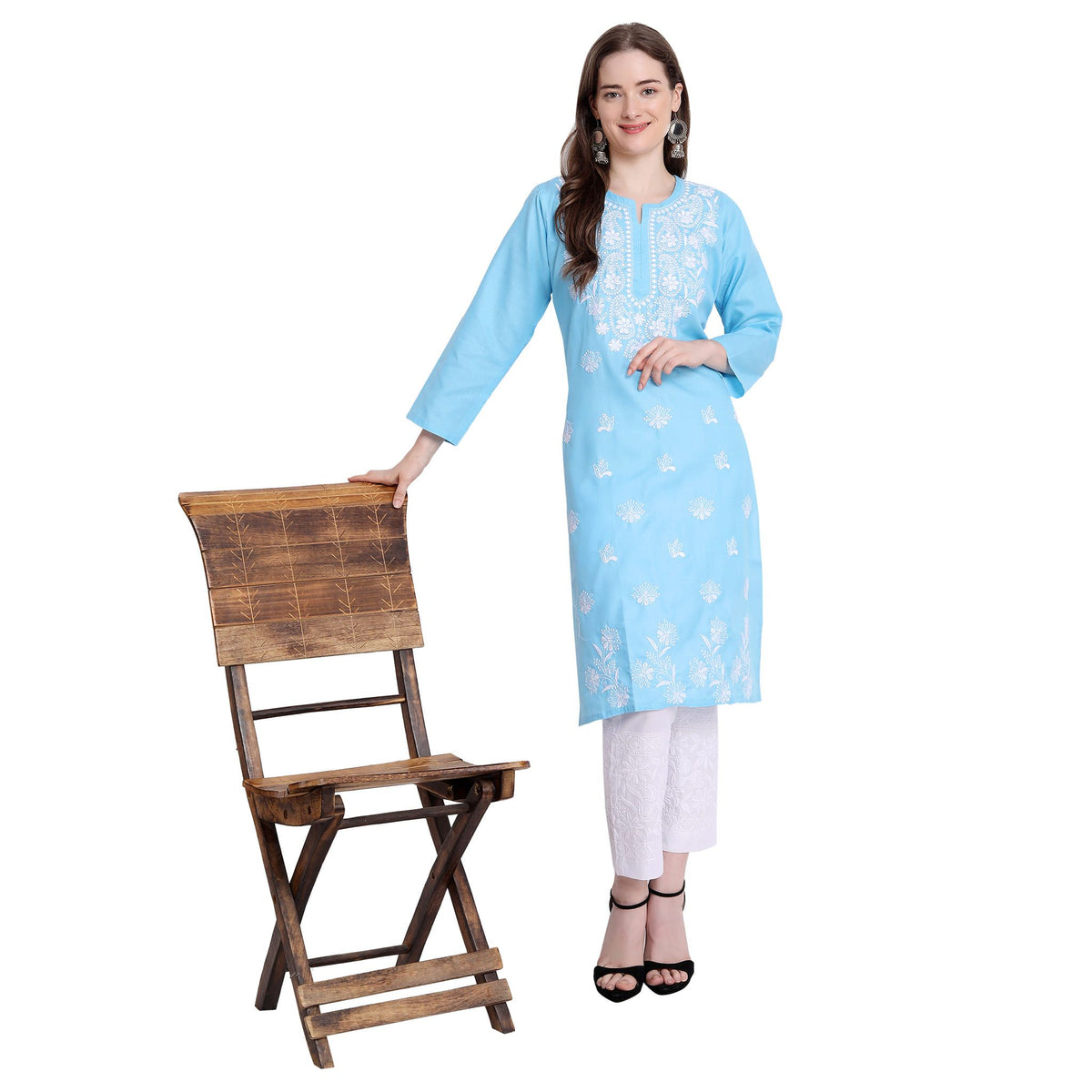 Besticktes Lucknowi-Kurta für Damen