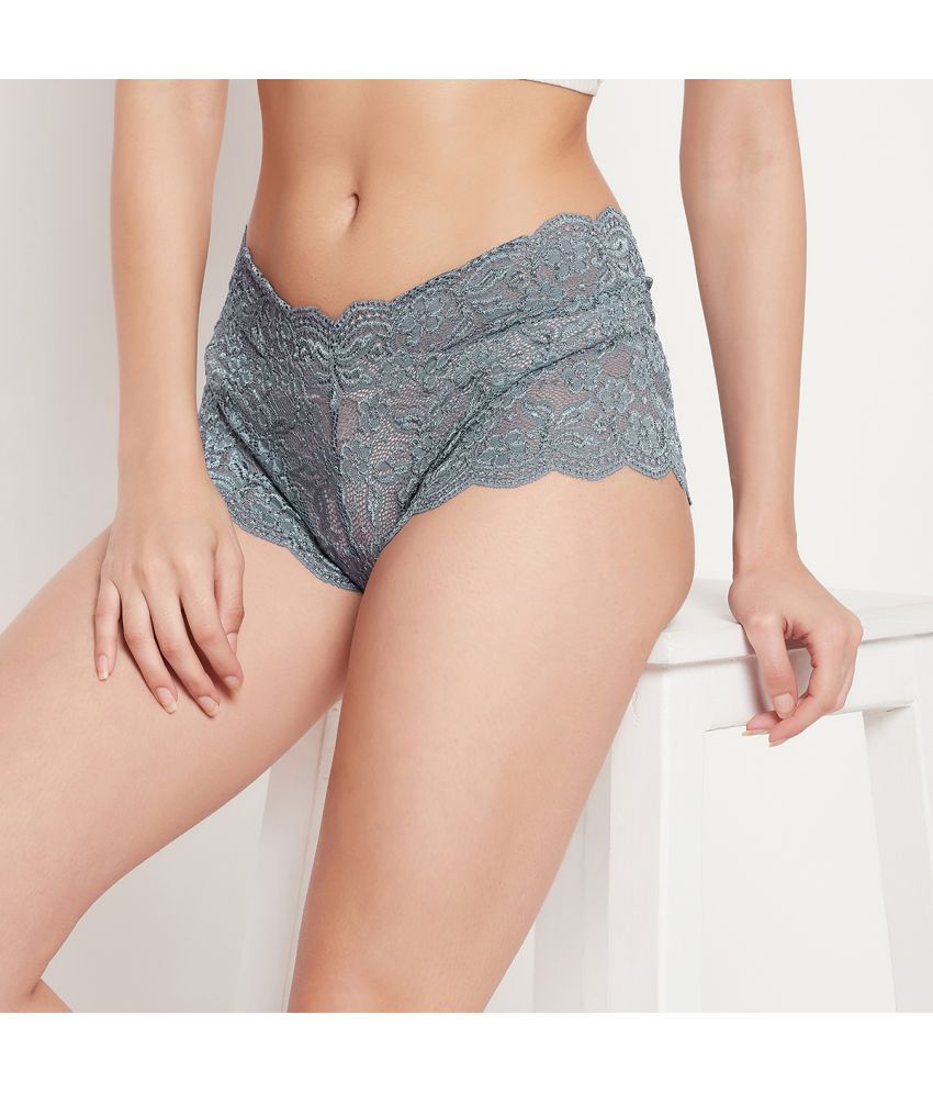 Einfarbige Boyshorts für Damen mit Spitze 