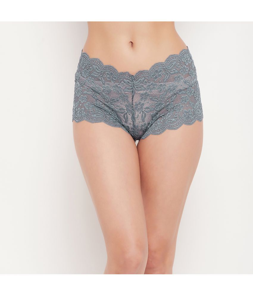 Einfarbige Boyshorts für Damen mit Spitze 