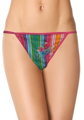 Cool Stripes N Flower Print G-String Thong