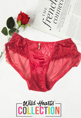 Female Perspective Luxurious Pendent Maroon Lace Brief