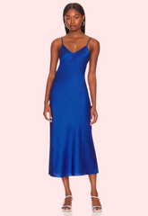 Glamorous Blue Satin Slip Midi Dress