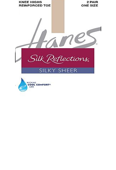 Hanes Silk Reflections Seidige, transparente Kniestrümpfe, 2er-Pack (Ausverkauft)