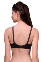 Hushh Black Full Cotton T-Shirt Bra