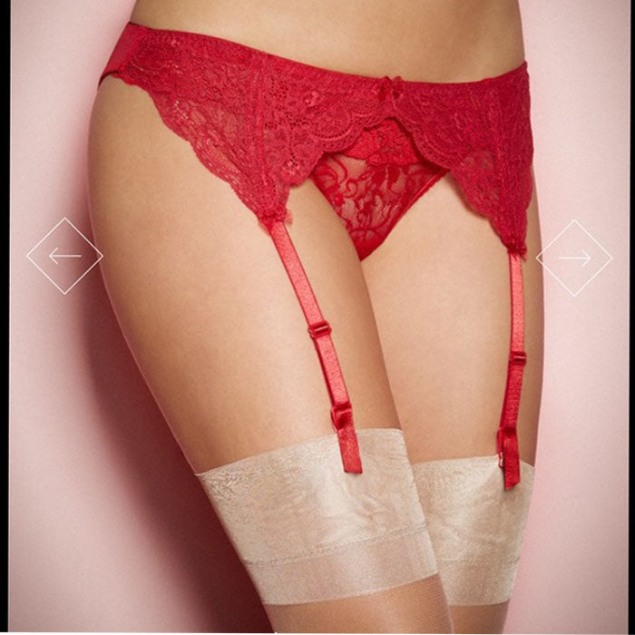 Warner's Stretch Lace Red Garter Belt