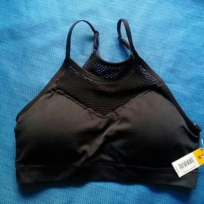 Schwarzer Cami-BH mit Netzstoff und hohem Halsausschnitt für Damen