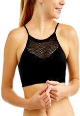 Ladies Fishnet Cut High Neck Black Cami Bra