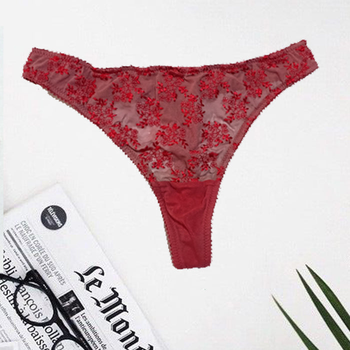 Ladies Flirty Thread Lace Maroon Thong( Sold Out)