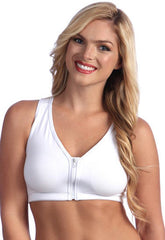 Ladies White Zip Front Sports JOGBRA