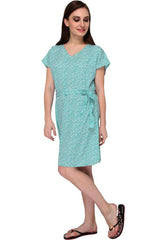 Light Green Half Sleeves One Piece Beach Dress