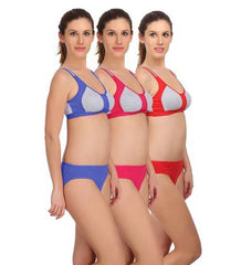 "Medium" Impact sports bra panty set pack of 3