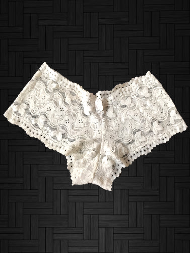 Sexy White Floral Lace Boyleg Panty