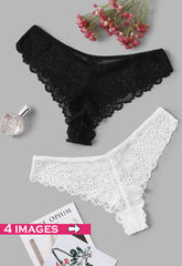 2 Pack Black & White Lace Hipster