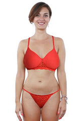 Sexy rotes gepolstertes BH-Tanga-Set