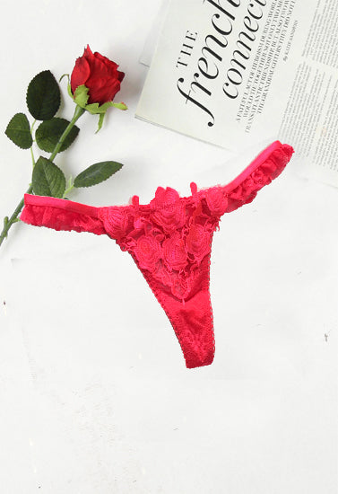 Soleil Sucre Sexy Versuchung String-Dessous mit Stickerei im Schritt