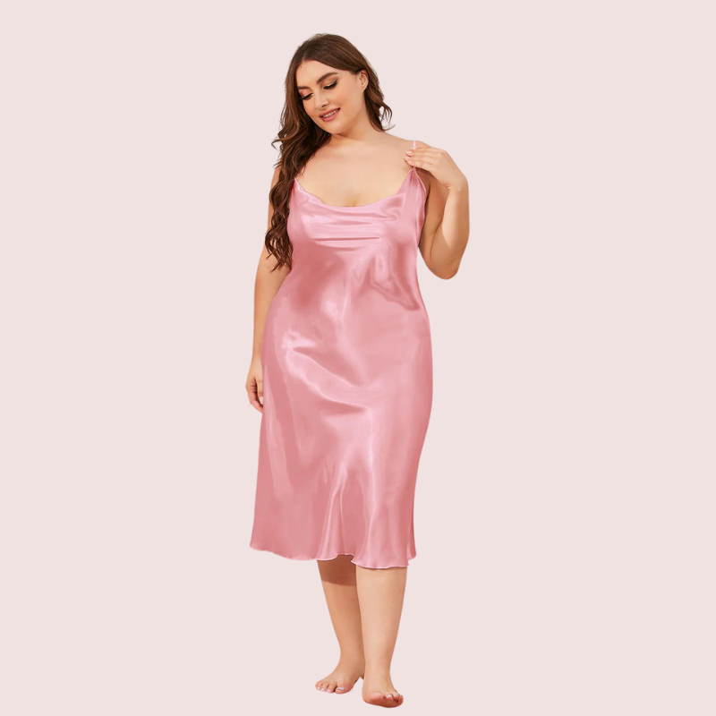 Solid Satin Slip Dress for 4XL 5XL Women