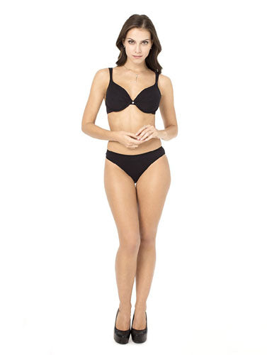 Stilvolles nahtloses schwarzes Push-Up-BH-Bikinioberteil