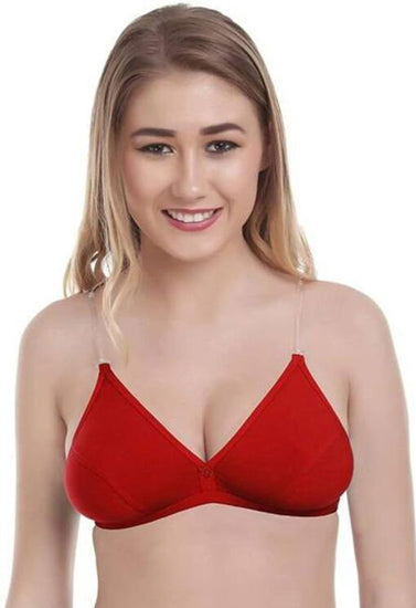 "2 Pack" Clear Straps red hosiery bras