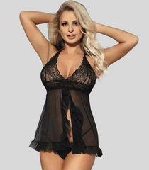 Verführerisches Babydoll-Mini-Nachtwäschekleid aus Spitze