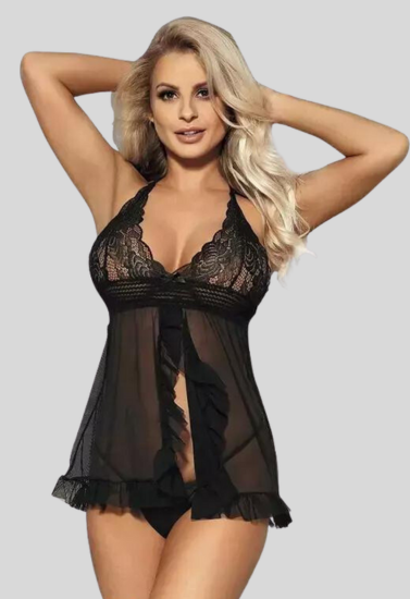 Verführerisches Babydoll-Mini-Nachtwäschekleid aus Spitze