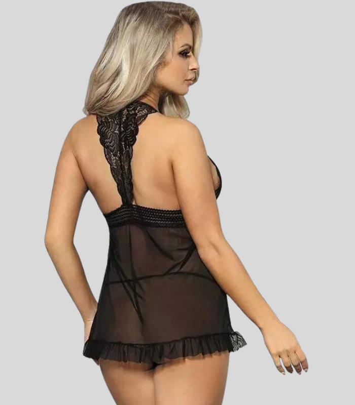 Verführerisches Babydoll-Mini-Nachtwäschekleid aus Spitze