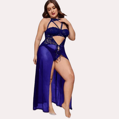 Azure Bloom Damen – Babydoll-Set in blau