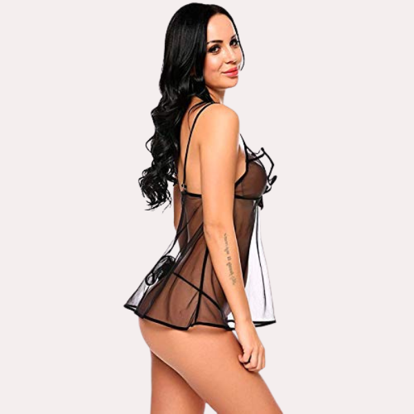 Verführerisches transparentes Babydoll in Schwarz