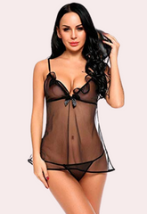 Verführerisches transparentes Babydoll in Schwarz