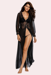 Romantic Sheer Elegance Black Nightgown