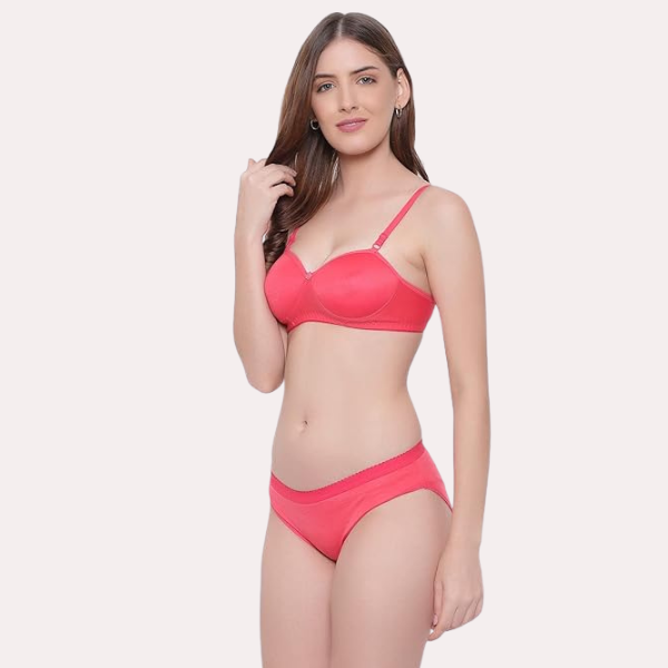 Non-Wired Cotton Push-Up Bra Panty for Women