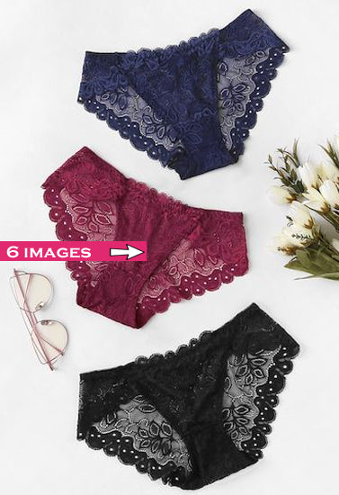 3 Pack Mixed See Through Lace Hipster Panties