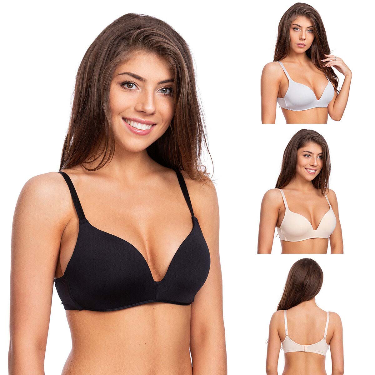 2 Pack seamless padded underwired push up bra