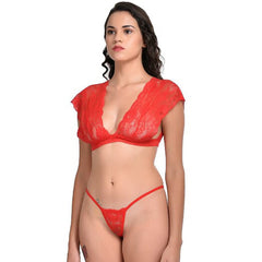 Sehr sexy rotes Spitzen-BH-Set mit String