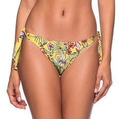 „Yellow“ Bikinihose mit Blumenmuster und seitlicher Schnürung