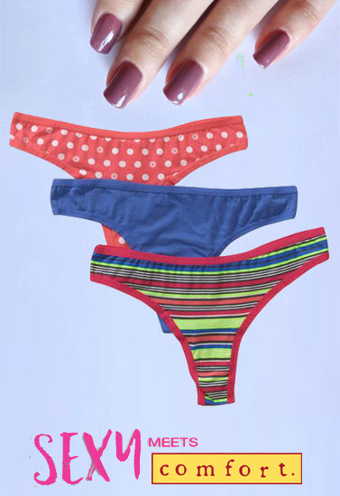 Peanuts Mix Printed Cotton Thong Pack-3