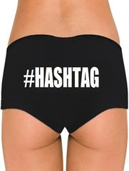 Schwarzes Boyshort-Höschen aus Baumwolle mit Hashtag individuell gestalten