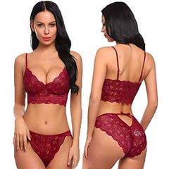 ♥Vollständiges, rotes, sexy Spitzen-BH-Set für Damen