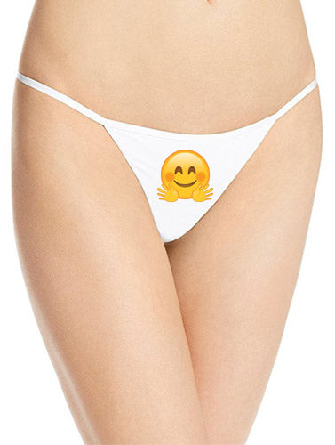 String-Tanga aus Baumwolle mit individuellem Emoji-Print